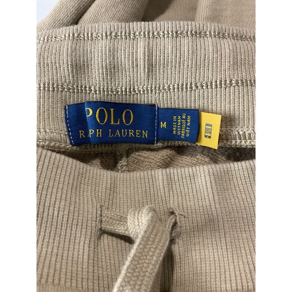 Ralph Lauren Relaxed Beige Cotton Fit Logo Fleece Sweatpant Size M - Picture 4 of 6